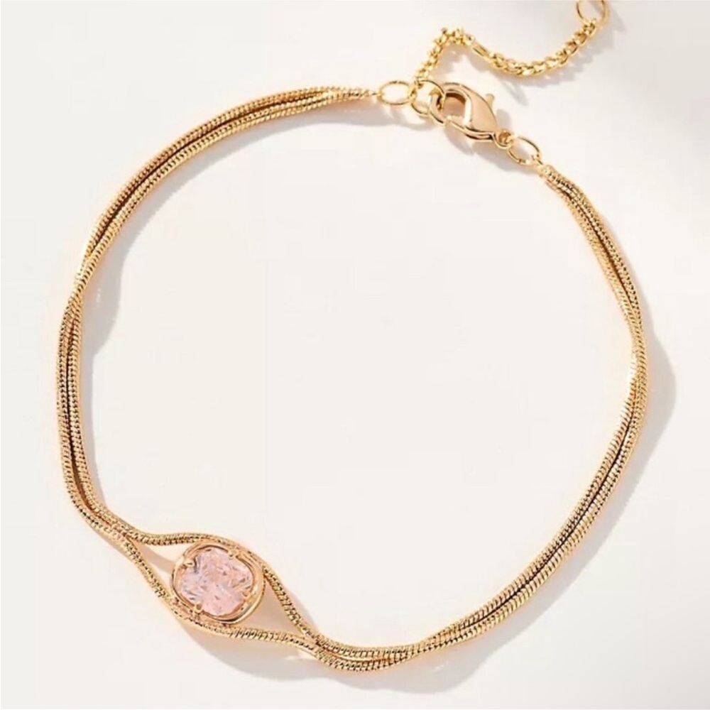 NWOT Dainty Stone Bracelet By Anthropologie - peach